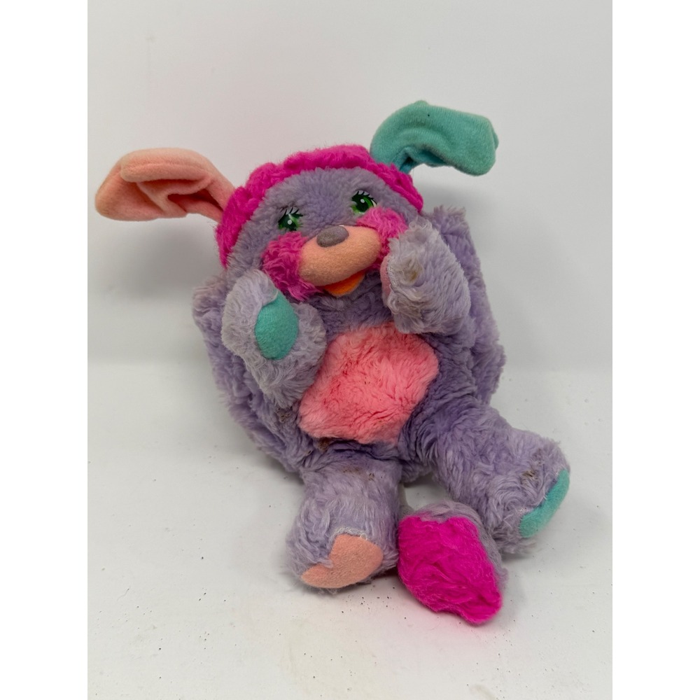 Vintage Popples Purple Pink Teal Transformable Plush Toy 1980s Mattel Retro